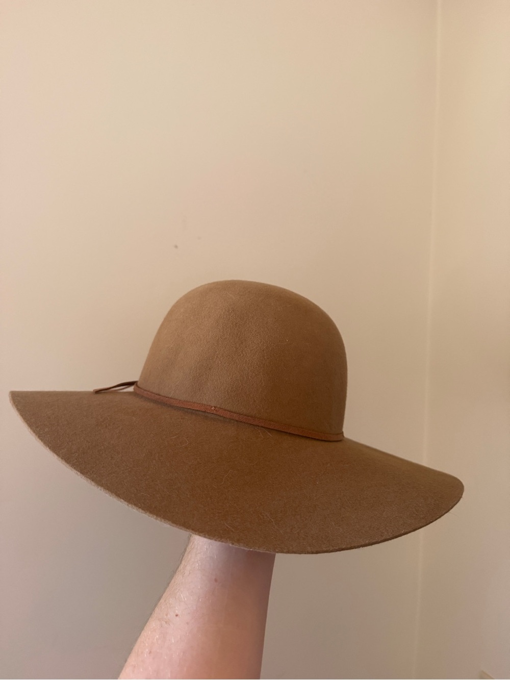 Wide Brim Felt Hat in Brown